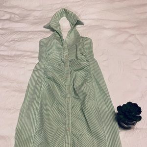 EXPRESS summer green stripe halter button down shirt dress